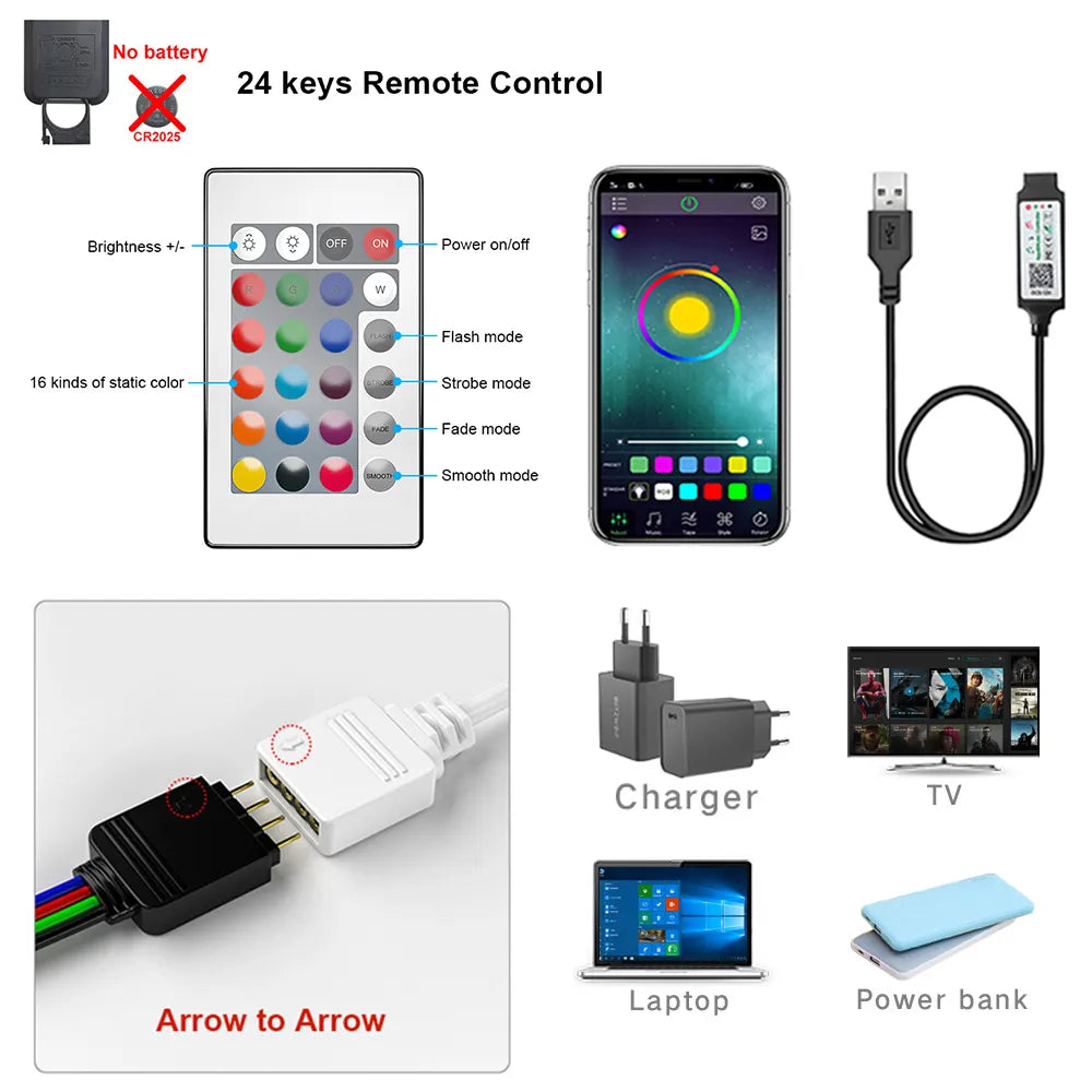 Cinta Bluetooth USB LED tira de luz SMD 5050 5V USB RGB luces lámpara LED Flexible cinta RGB autoadhesivo TV escritorio diodo