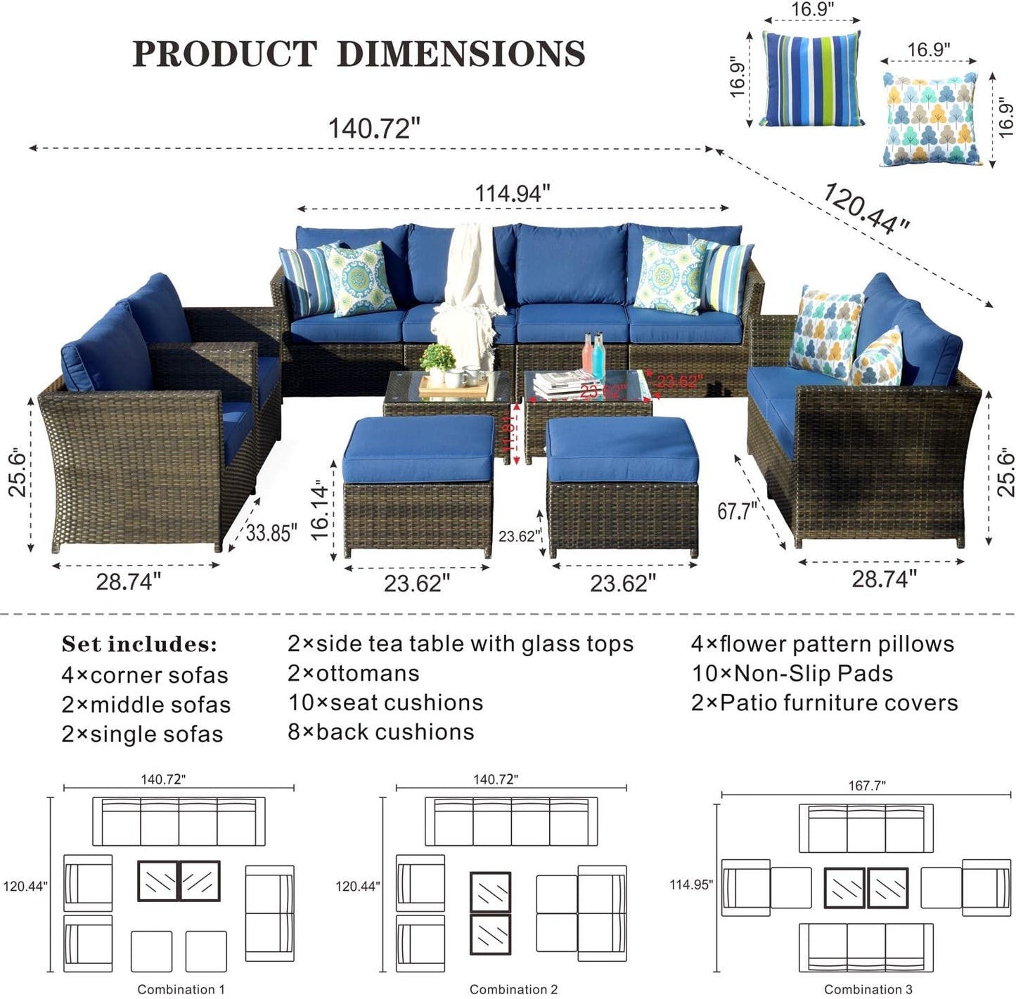 "Ultimate Outdoor Oasis: 12-Piece All-Weather Wicker Patio Furniture Set with Covers, Pillows Included - No Assembly Required!"