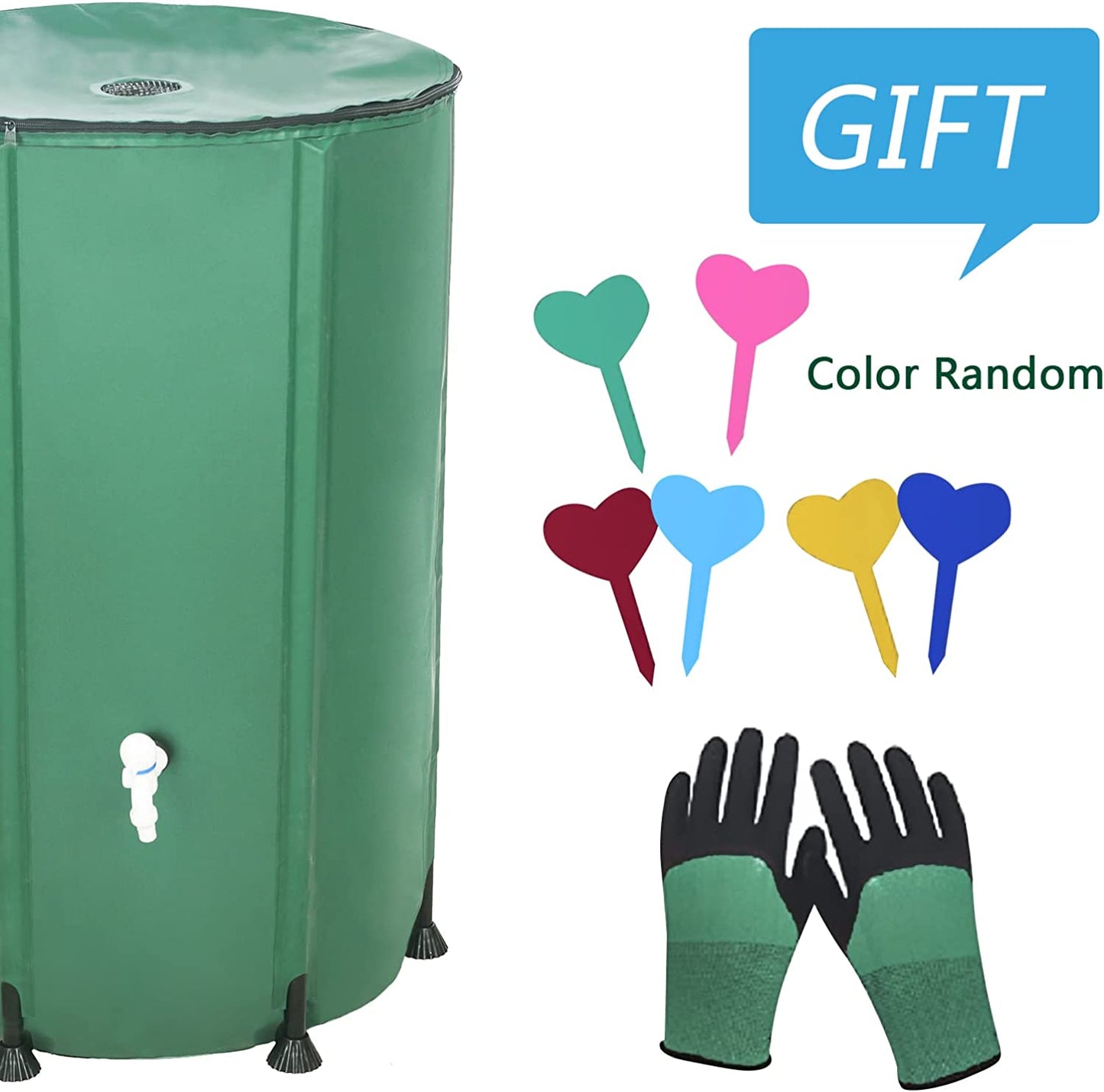 "Save Water and Money with Our Convenient and Eco-Friendly Collapsible Rain Barrel - Perfect for Gardeners and Outdoor Enthusiasts! (53 Gallon Green with Zipper)"