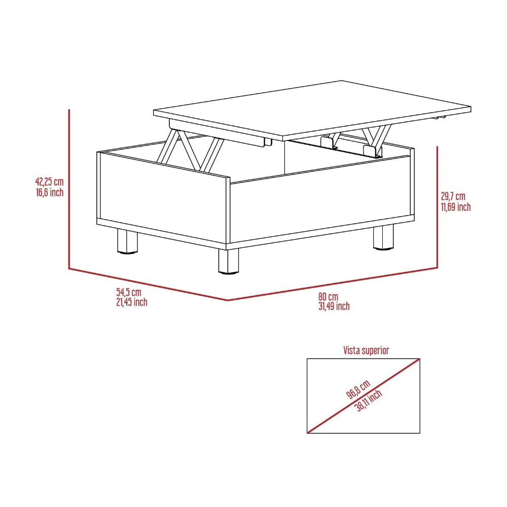 "Annapolis Lift Top Coffee Table with Hidden Storage - Elegant White and Light Oak Finish"